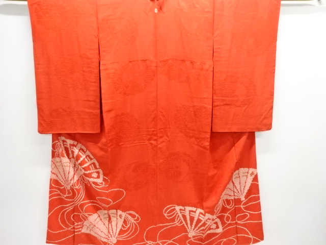 JAPANESE KIMONO / ANTIQUE KIMONO / TAISHO ROMAN STYLE / MON KINSHA / SHIBORI / FOLDING FAN PATTERN